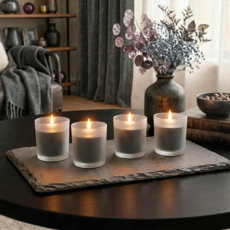 Richland Votive Candles & Eastland Frosted Votive Holders Set of 12 - Black - Unscented - thumbnail number 8