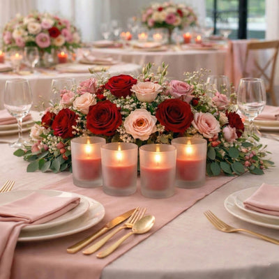 Richland Votive Candles & Eastland Frosted Votive Holders Set of 12 - Red - Unscented - thumbnail number 6