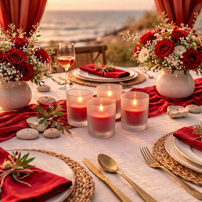 Richland Votive Candles & Eastland Frosted Votive Holders Set of 12 - Red - Unscented - thumbnail number 7