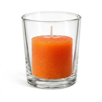 Richland Votive Candles & Eastland Clear Votive Holders Set of 12 - Orange - Unscented
