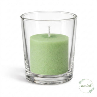 Richland Votive Candles & Eastland Clear Votive Holders Set of 12 - Green - Vanilla Lime Scented
