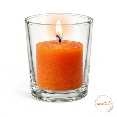 Richland Votive Candles & Eastland Clear Votive Holders Set of 72 - Orange - Citrus Fruit Scented - thumbnail number 2