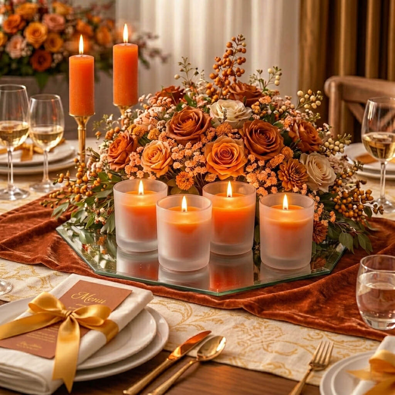 Richland Votive Candles & Eastland Frosted Votive Holders Set of 72 - Orange - Unscented - thumbnail number 5