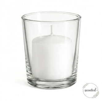 Richland Votive Candles & Eastland Clear Votive Holders Set of 12 - White - Citronella Scented