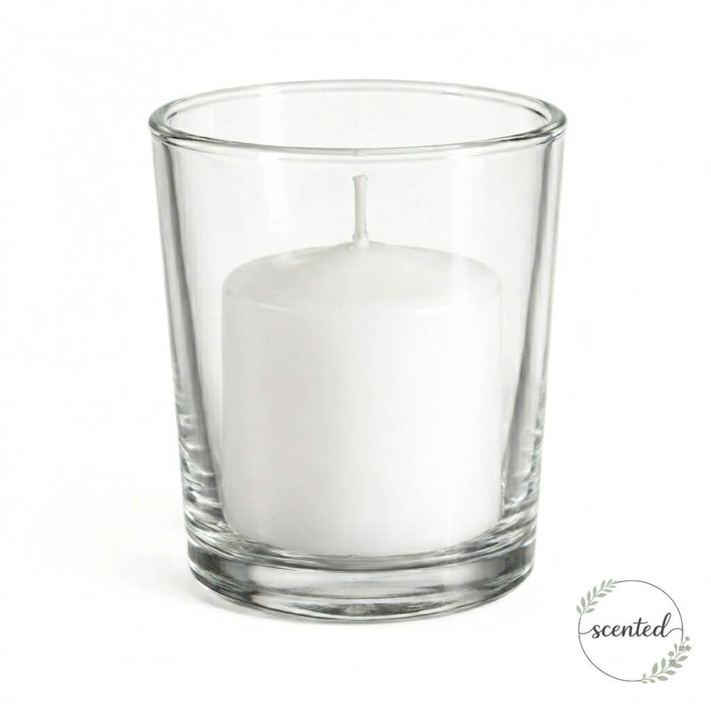 Richland Votive Candles & Eastland Clear Votive Holders Set of 12 - White - Citronella Scented - thumbnail number 1