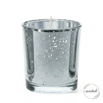 Richland Votive Candles & Mercury Votive Holders Set of 288 - White - Fresh Laundry Scented - Silver Style