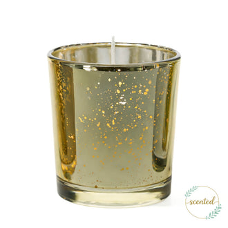 Richland Votive Candles & Mercury Votive Holders Set of 288 - White - Fresh Laundry Scented - Metallic Gold Style