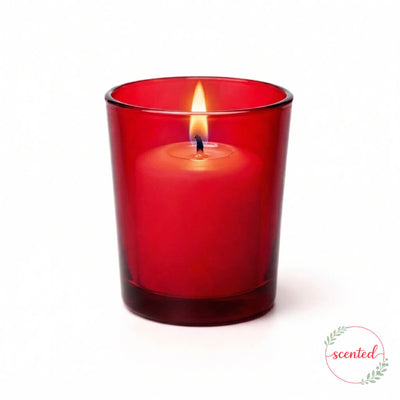 Richland Votive Candles & Eastland Colored Votive Holders Set of 12 - White - Fresh Laundry Scented - Red Color - thumbnail number 2