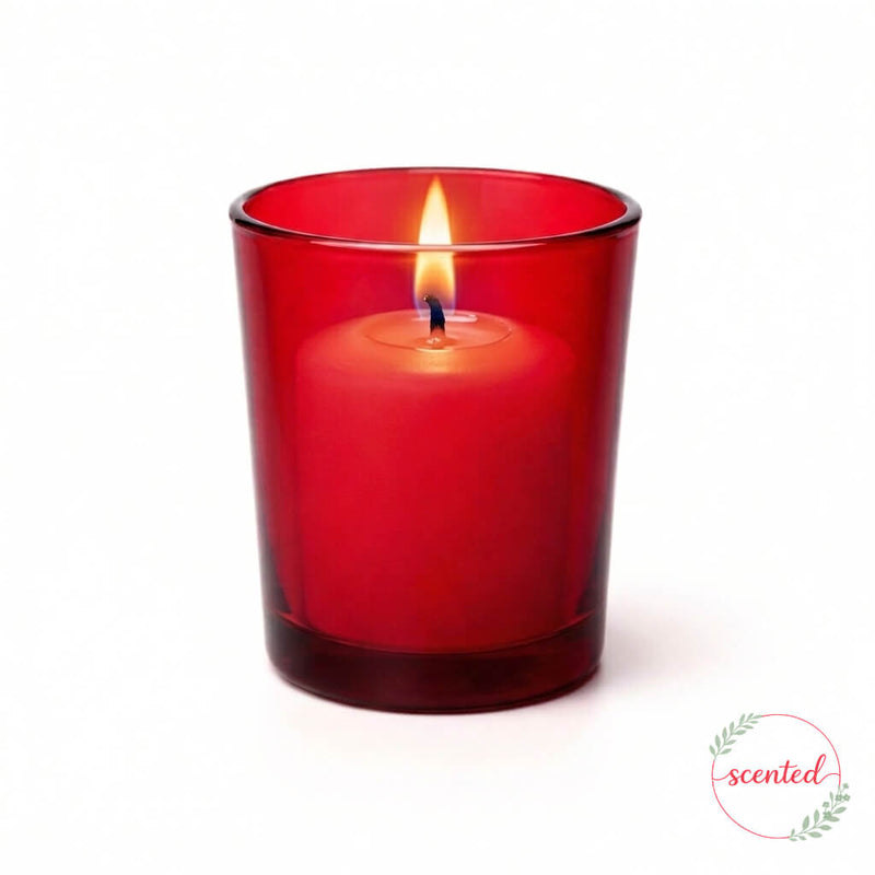 Richland Votive Candles & Eastland Colored Votive Holders Set of 12 - White - Fresh Laundry Scented - Red Color - thumbnail number 2