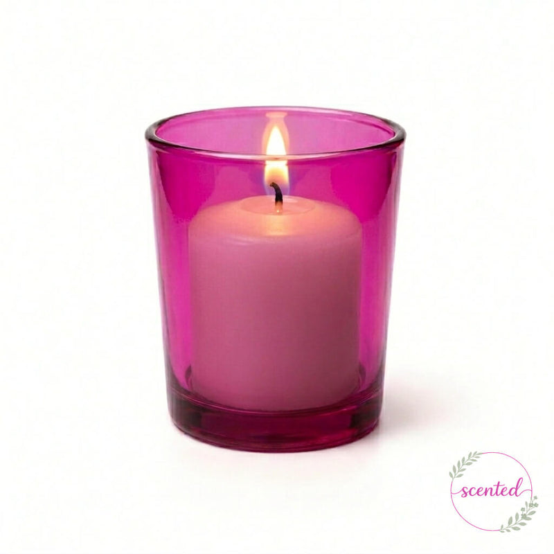Richland Votive Candles & Eastland Colored Votive Holders Set of 144 - White - Fresh Laundry Scented - Pink Style - thumbnail number 2