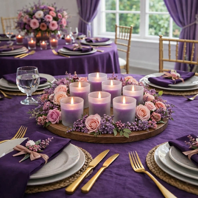 Richland Votive Candles & Eastland Frosted Votive Holders Set of 12 - Purple - Unscented - thumbnail number 5