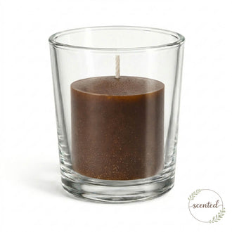 Richland Votive Candles & Eastland Clear Votive Holders Set of 12 - Brown - Cinnamon Bun Scented