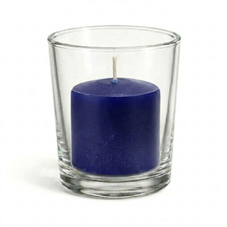 Richland Votive Candles & Eastland Clear Votive Holders Set of 12 - Navy Blue - Unscented