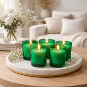 Richland Votive Candles & Eastland Colored Votive Holders Set of 144 - White - Fresh Laundry Scented - Green Style - thumbnail number 7