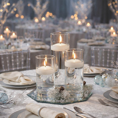 Eastland Octagon Mirror and Cylinder Vase Centerpiece with Richland 3" Floating Candles Set of 7 - thumbnail number 87