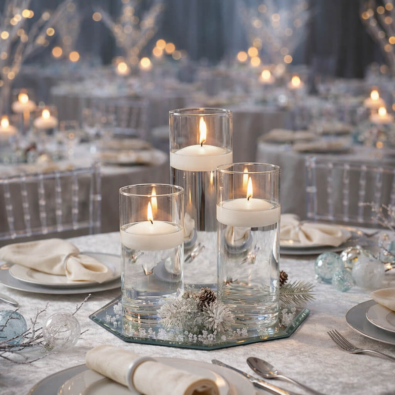Eastland Octagon Mirror and Cylinder Vase Centerpiece with Richland 3" Floating Candles Set of 7 - thumbnail number 87
