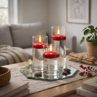 Eastland Octagon Mirror and Cylinder Vase Centerpiece with Richland 3" Floating Candles Set of 7 - thumbnail number 83