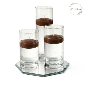 Eastland Octagon Mirror and Cylinder Vase Centerpiece with Richland 3" Floating Candles Set of 84 - Brown - 8 Inch Size