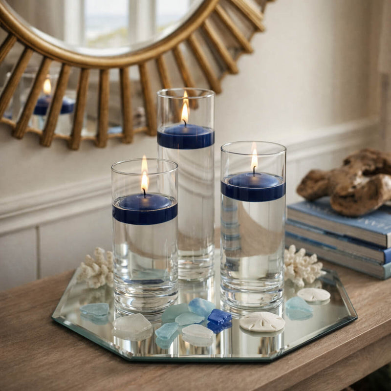 Eastland Octagon Mirror and Cylinder Vase Centerpiece with Richland 3" Floating Candles Set of 7 - thumbnail number 80