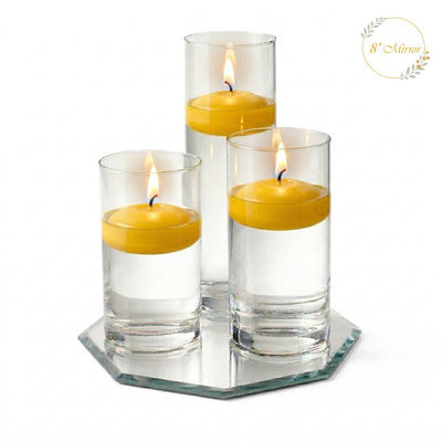 Eastland Octagon Mirror and Cylinder Vase Centerpiece with Richland 3" Floating Candles Set of 7 - thumbnail number 37