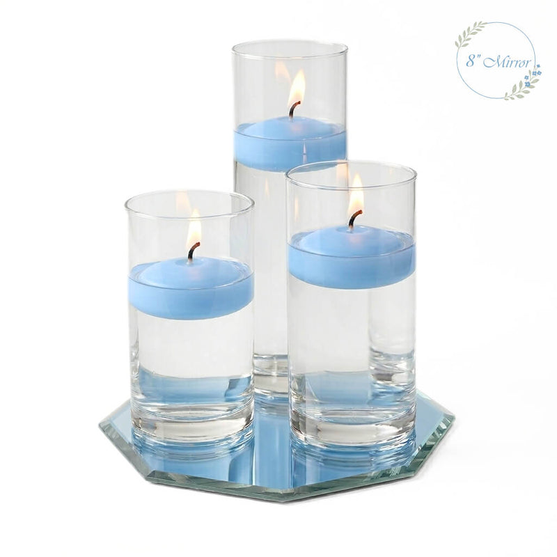 Eastland Octagon Mirror and Cylinder Vase Centerpiece with Richland 3" Floating Candles Set of 7 - thumbnail number 17