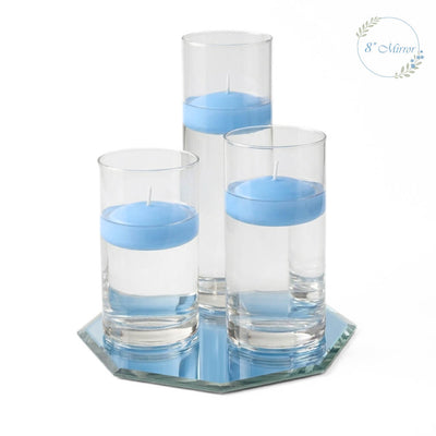 Eastland Octagon Mirror and Cylinder Vase Centerpiece with Richland 3" Floating Candles Set of 84 - thumbnail number 16