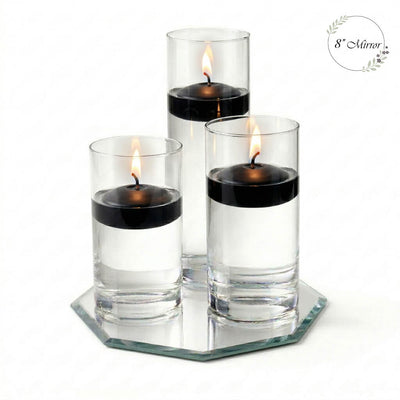 Eastland Octagon Mirror and Cylinder Vase Centerpiece with Richland 3" Floating Candles Set of 84 - thumbnail number 12