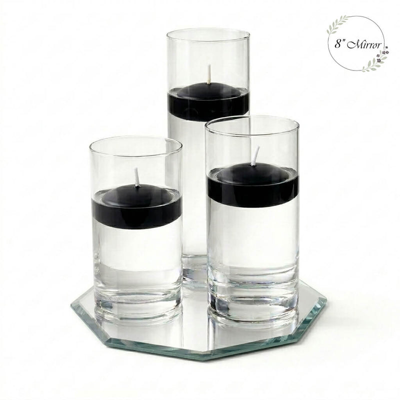 Eastland Octagon Mirror and Cylinder Vase Centerpiece with Richland 3" Floating Candles Set of 84 - thumbnail number 11