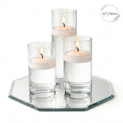 Eastland Octagon Mirror and Cylinder Vase Centerpiece with Richland 3" Floating Candles Set of 7 - thumbnail number 4