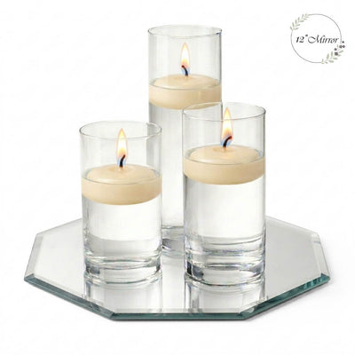 Eastland Octagon Mirror and Cylinder Vase Centerpiece with Richland 3" Floating Candles Set of 7 - thumbnail number 59