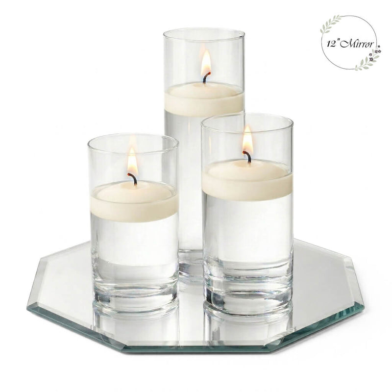 Eastland Octagon Mirror and Cylinder Vase Centerpiece with Richland 3" Floating Candles Set of 7 - thumbnail number 54