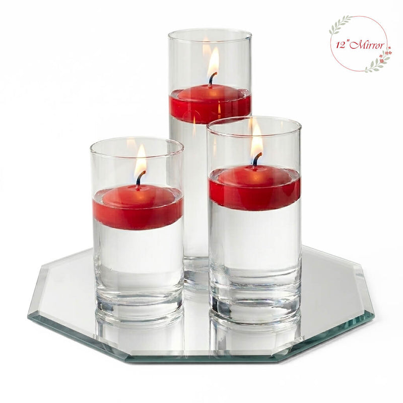 Eastland Octagon Mirror and Cylinder Vase Centerpiece with Richland 3" Floating Candles Set of 7 - thumbnail number 34