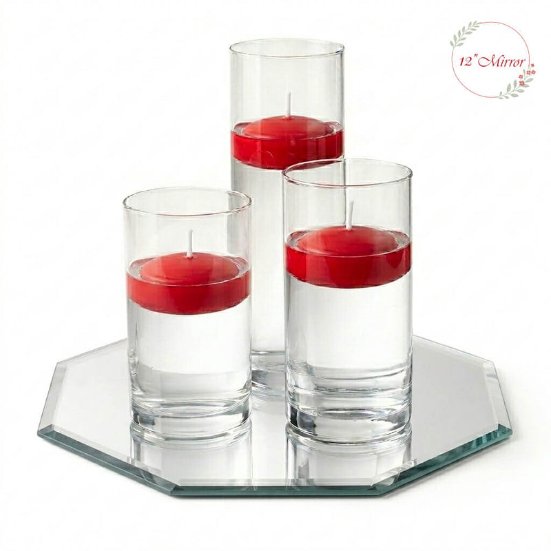 Eastland Octagon Mirror and Cylinder Vase Centerpiece with Richland 3" Floating Candles Set of 84 - thumbnail number 33
