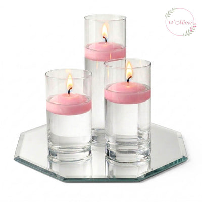 Eastland Octagon Mirror and Cylinder Vase Centerpiece with Richland 3" Floating Candles Set of 7 - thumbnail number 47