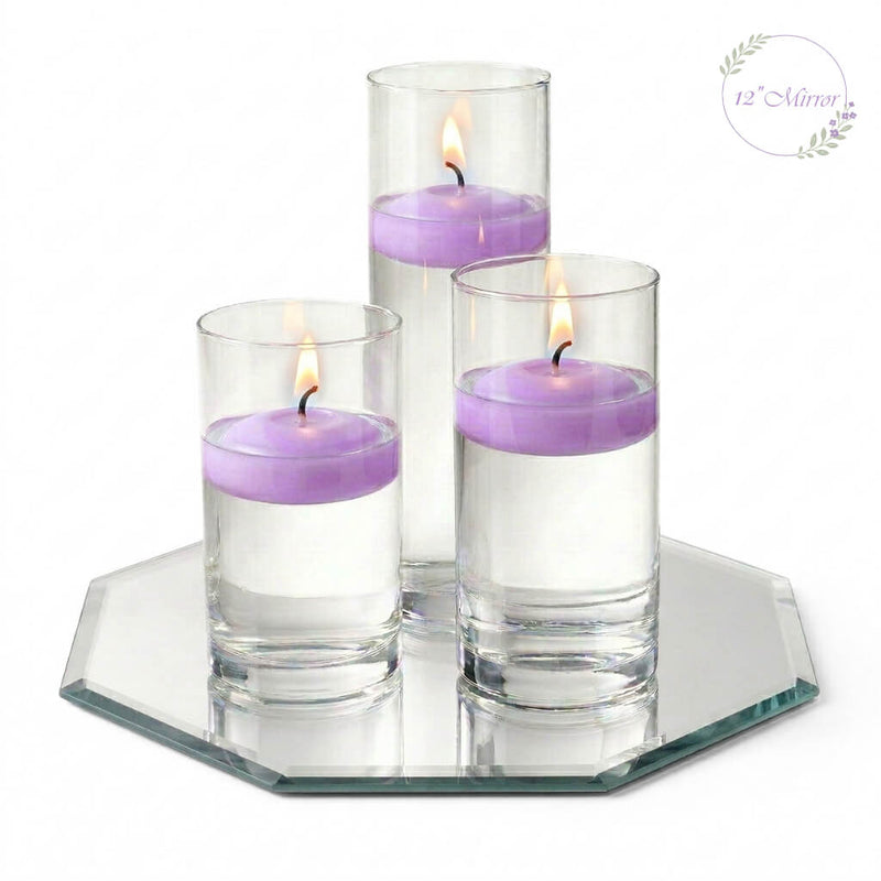 Eastland Octagon Mirror and Cylinder Vase Centerpiece with Richland 3" Floating Candles Set of 7 - thumbnail number 44