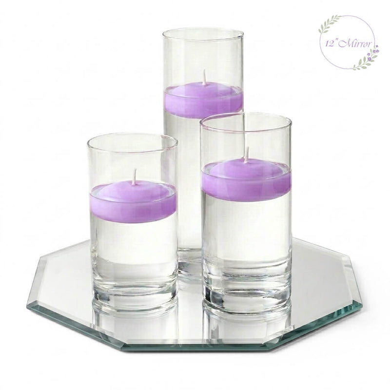 Eastland Octagon Mirror and Cylinder Vase Centerpiece with Richland 3" Floating Candles Set of 84 - thumbnail number 43