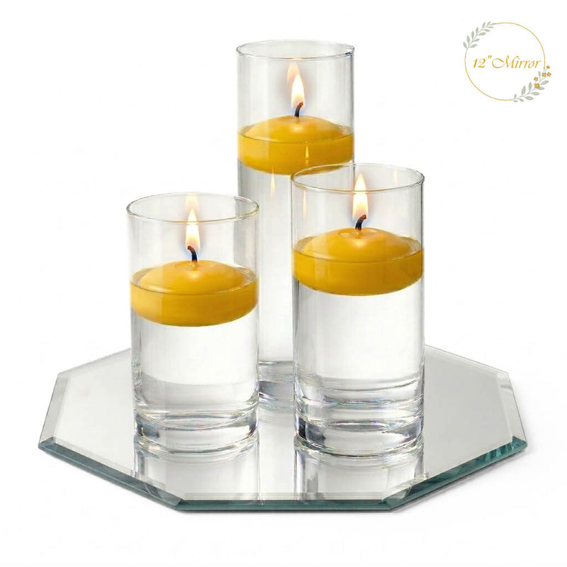 Eastland Octagon Mirror and Cylinder Vase Centerpiece with Richland 3" Floating Candles Set of 7 - thumbnail number 39