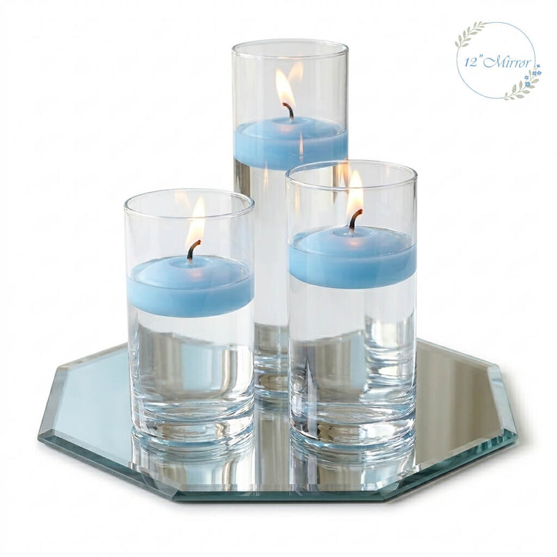 Eastland Octagon Mirror and Cylinder Vase Centerpiece with Richland 3" Floating Candles Set of 7 - thumbnail number 19