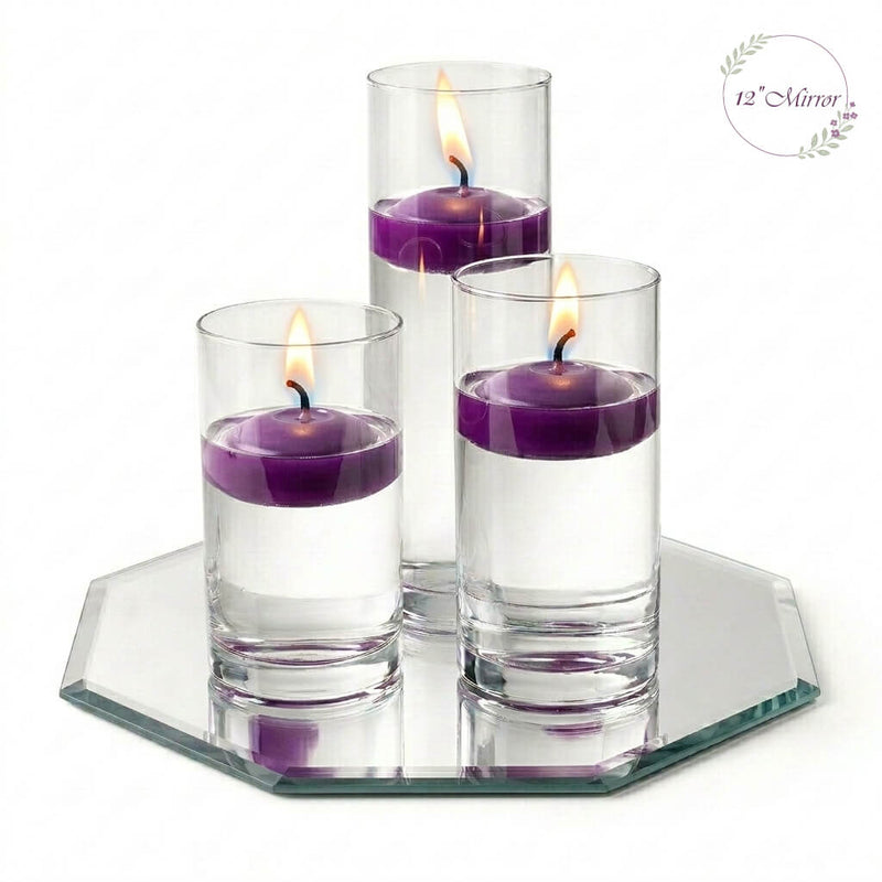 Eastland Octagon Mirror and Cylinder Vase Centerpiece with Richland 3" Floating Candles Set of 84 - thumbnail number 29