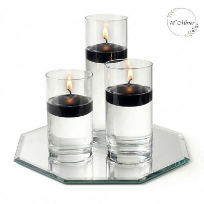 Eastland Octagon Mirror and Cylinder Vase Centerpiece with Richland 3" Floating Candles Set of 84 - thumbnail number 14