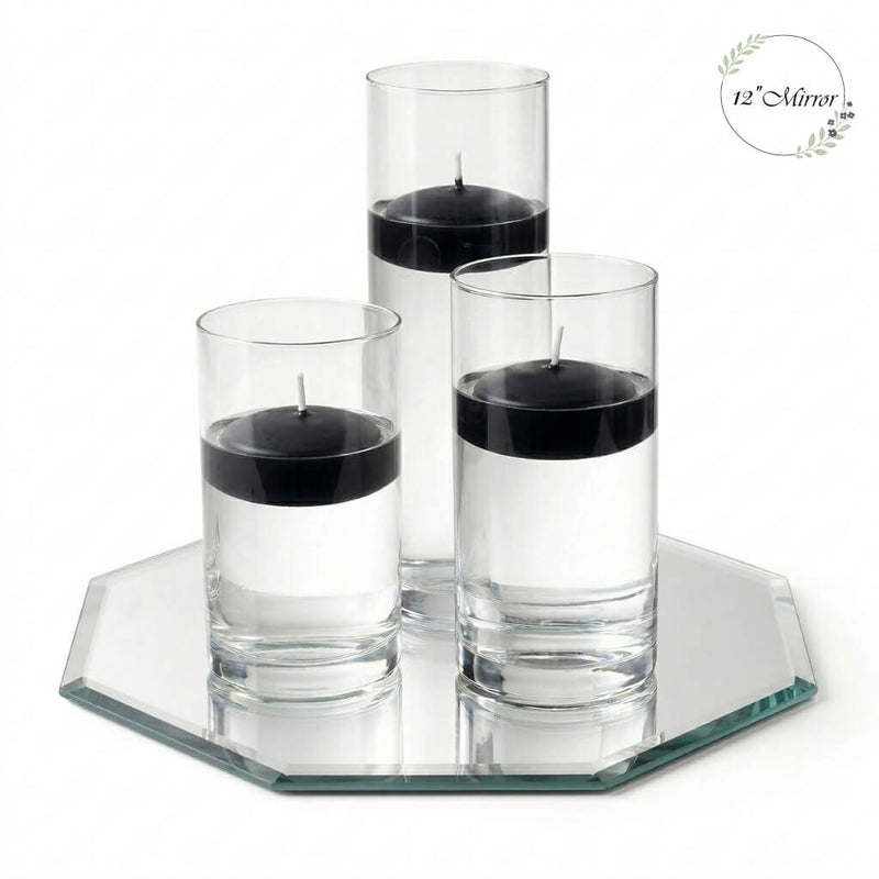 Eastland Octagon Mirror and Cylinder Vase Centerpiece with Richland 3" Floating Candles Set of 84 - thumbnail number 13