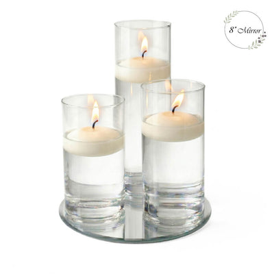 Eastland Round Mirror and Cylinder Vase Centerpiece with Richland 3" Floating Candles Set of 7 - thumbnail number 72