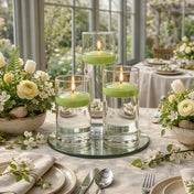 Cylinder Vase Centerpiece & Richland 3" Floating Candles Set of 3 - Green - thumbnail number 3