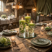 Cylinder Vase Centerpiece & Richland 3" Floating Candles Set of 8 - Green - thumbnail number 7