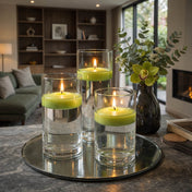 Cylinder Vase Centerpiece & Richland 3" Floating Candles Set of 8 - Green - thumbnail number 3