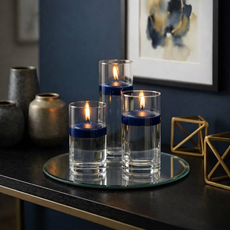Eastland Round Mirror and Cylinder Vase Centerpiece with Richland 3" Floating Candles Set of 84 - thumbnail number 101