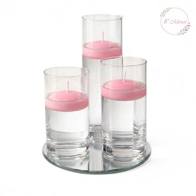 Eastland Round Mirror and Cylinder Vase Centerpiece with Richland 3" Floating Candles Set of 84 - thumbnail number 71