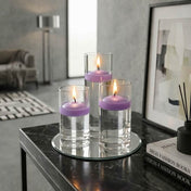 Eastland Round Mirror and Cylinder Vase Centerpiece with Richland 3" Floating Candles Set of 84 - Lavender - 8 Inch Size - thumbnail number 6