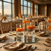 Cylinder Vase Centerpiece & Richland 3" Floating Candles Set of 8 - Orange - thumbnail number 4