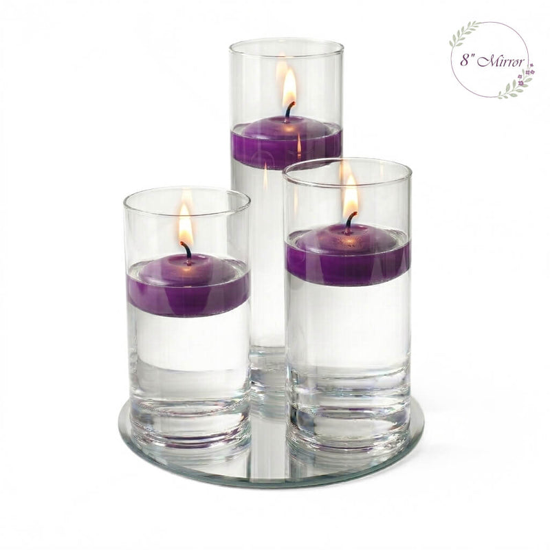 Eastland Round Mirror and Cylinder Vase Centerpiece with Richland 3" Floating Candles Set of 7 - thumbnail number 37